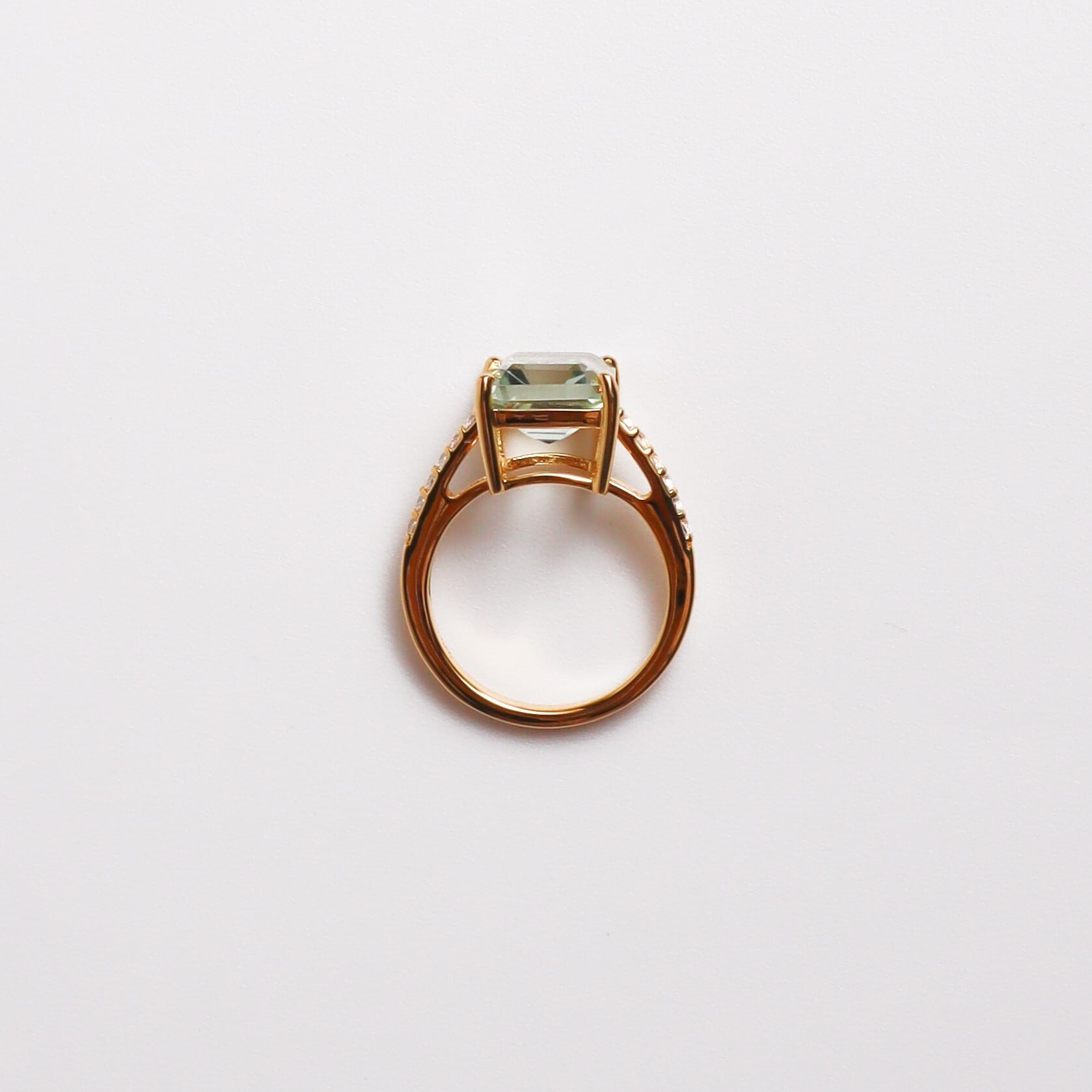 グリーンアメジスト オクタゴン パヴェセッティングリング／イエロー