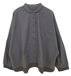 コットン　配色丸衿ブラウス