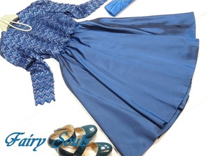 送料無料 未使用 発表会 舞台衣装 パーティ フォ－マル 金糸刺繍レース 長袖 ワンピース ドレス 9号 Ｍ [OPN1187]