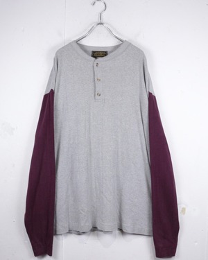 【Caka act2】90’s “Eddie Bauer” Color Switching Vintage Henley Neck L/S T-Shirt