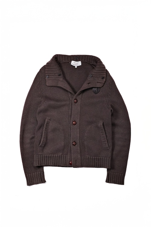 [ 1990s ] ”Yves Saint Laurent rive gauche” Leather-Strap Heavy Wool Knit Jacket （Made in Italy）