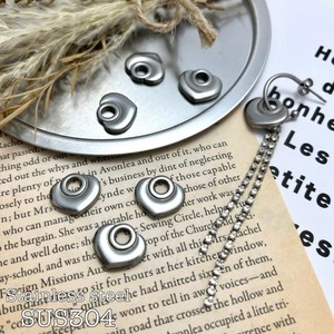 【2個】304ステンレス製ぷっくりハートチャーム/アレルギー対応