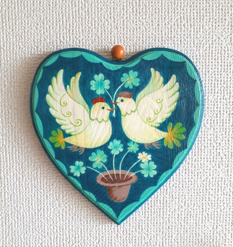 トールペイント作品(2点セット) トールペイント作品 2点 トールペイント作品2点セット 二羽の鳩