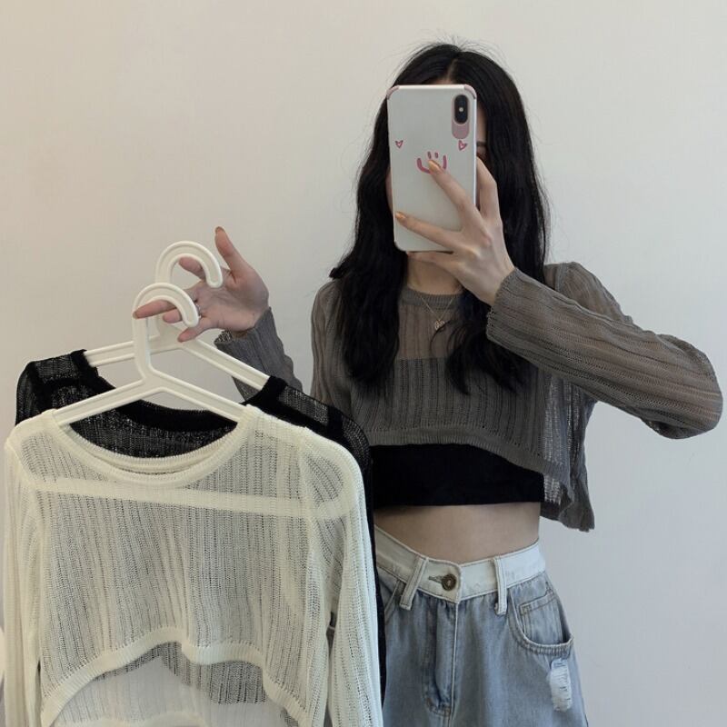 シャツ サマー薄手ショートブラウス ニット ロング 夏物 YY-ファッション78988869908