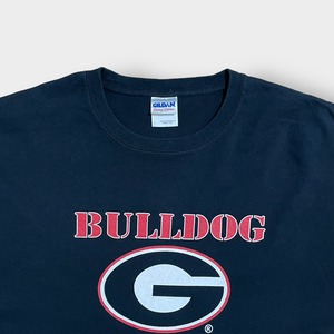 【GILDAN】カレッジロゴ ジョージア大学 ブルドックス 2009 キャンプ バックプリントGEORGIA BULLDOG Tシャツ 半袖 L 黒t  US古着