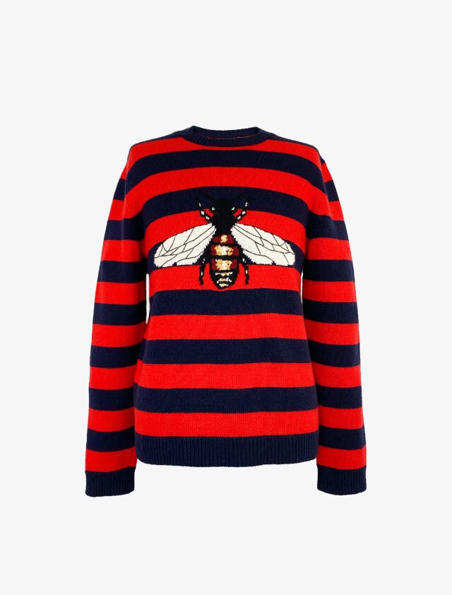 GUCCI グッチ LOVED BEE ハチ エンブロイダリー  ボーダー ニット