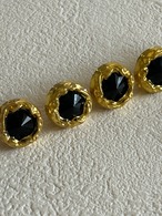 フランス Vintage ヴィンテージボタン カボション ブラック×ゴールド 12mm プラスチック アクセサリーパーツ デコレーション材