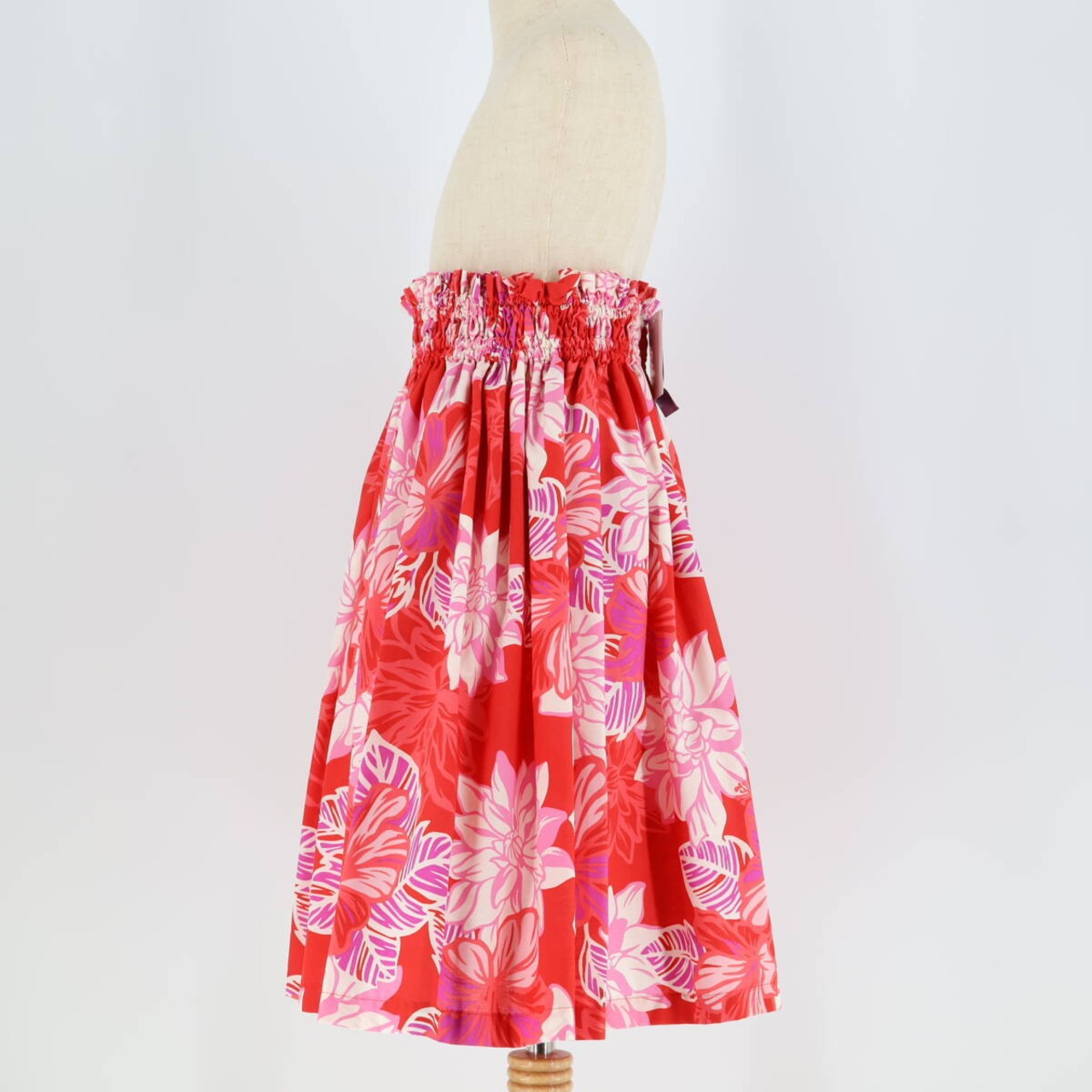 【ジュニアサイズ用 美品 日本製 フラダンス衣装】レッド Paondor パンドール パウスカート ケイキ 華やか 子供用 かわいい