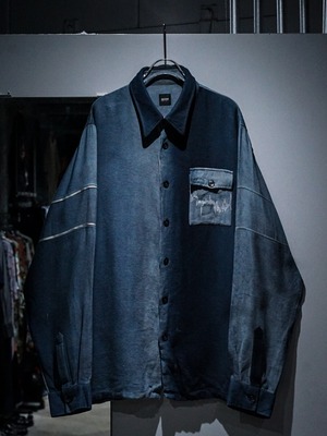 【add (C) vintage】"BOSS HUGO BOSS" Beautiful Gradation  Loose L/S Shirt