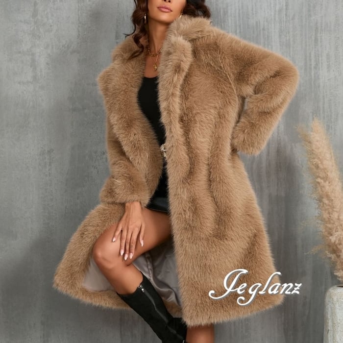 3色 エコファー ミドル丈 ファーコート アウター 襟付き 着映え(MB196)φ