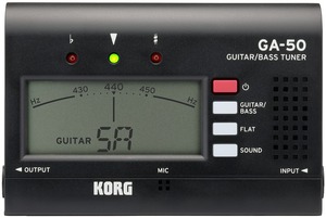 【在庫処分】KORG(コルグ) ギター/ベース用チューナー GA-50 個人練習に最適 アウトプット有り 多弦ギター 多弦ベース フラットチューニング ロングスケールにも対応 135時間連続稼働 軽量 コンパクト