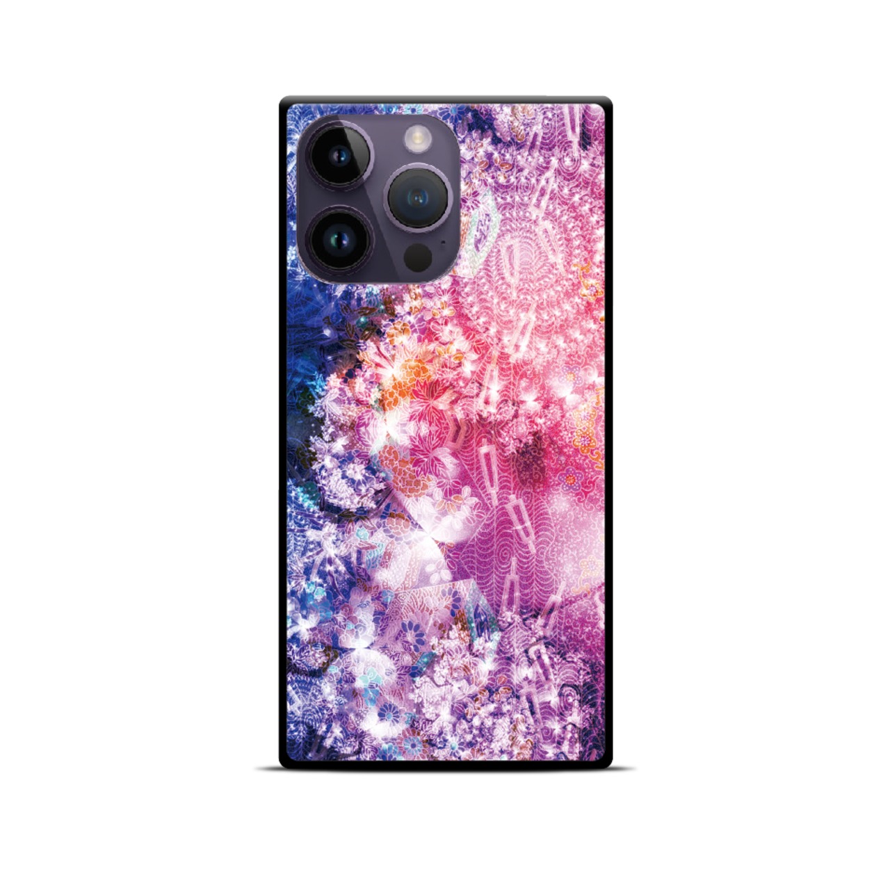 彩・胡蝶 - 和風 四角型 強化ガラスiPhoneケース【Re:design】