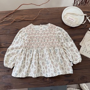 【予約商品】[80-120cm] smocking pink blouse