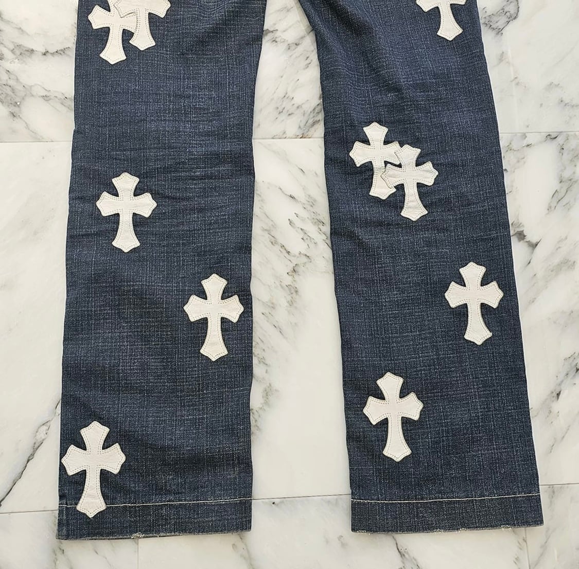 CHROME HEARTS × DOLCE & GABBANA VNTG Cross Leather Patch Jeans