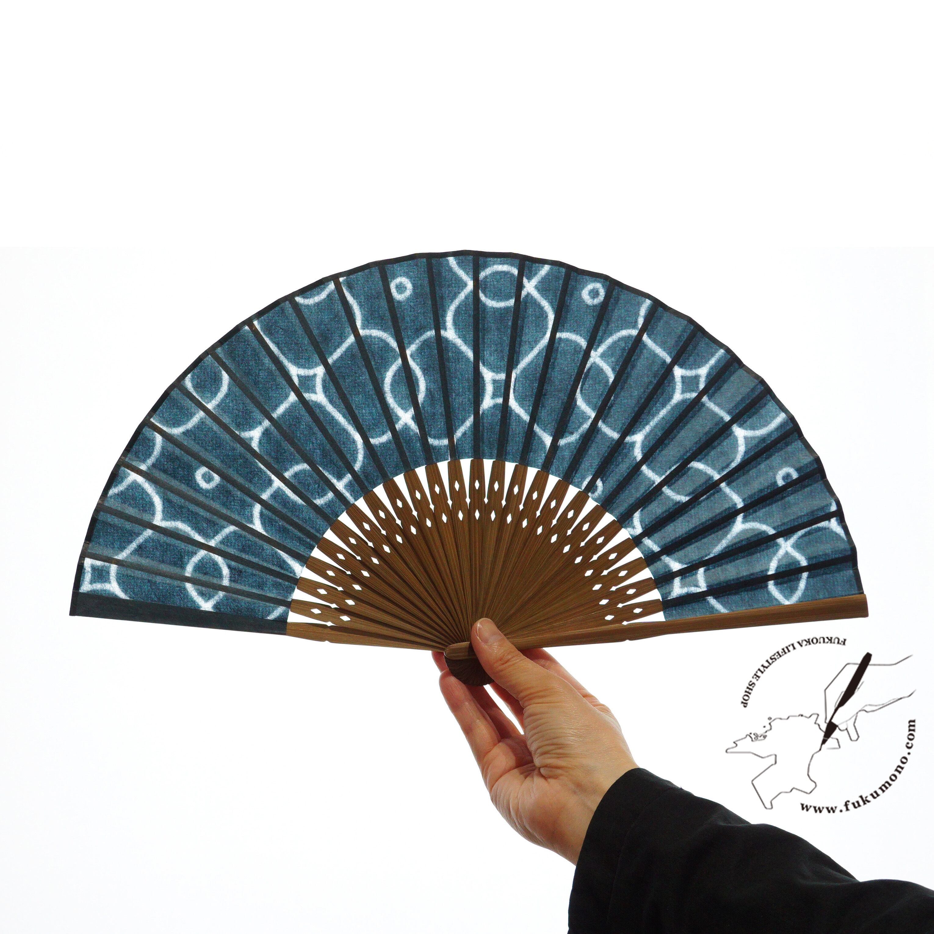 名尾和紙扇子 / 透き花紋 潤色