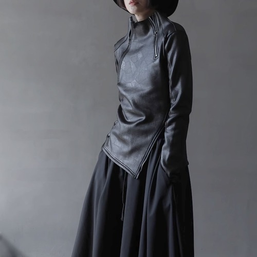 Solid color zip up PU Jacket C0713