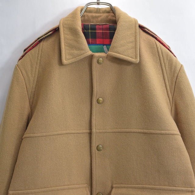 80～90s GLENEAGLESグレンイーグルス ウール ボタンアップ ジャケット ヴィンテージ アウター ブルゾン ベージュ ビンテージ 古着 メンズM相当