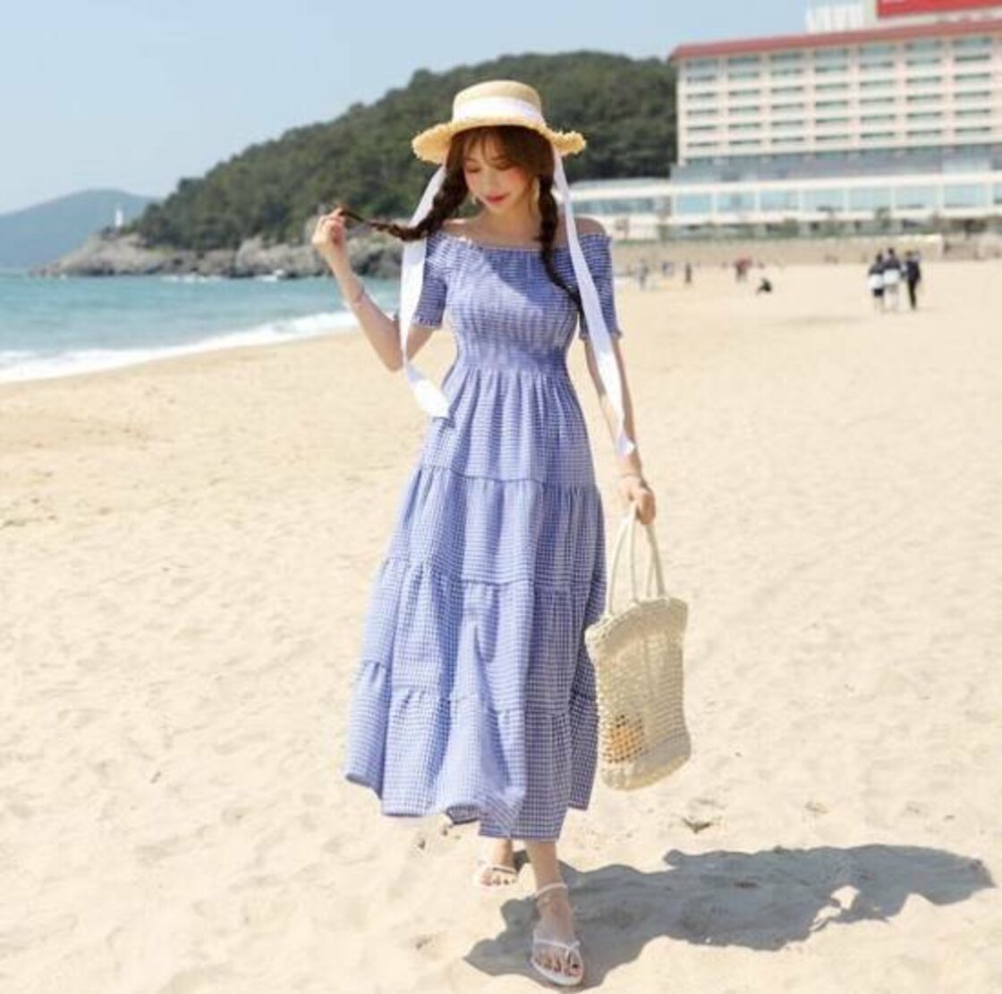 ロングワンピース 大きいサイズ ゆったり Aライン チェック オフ 