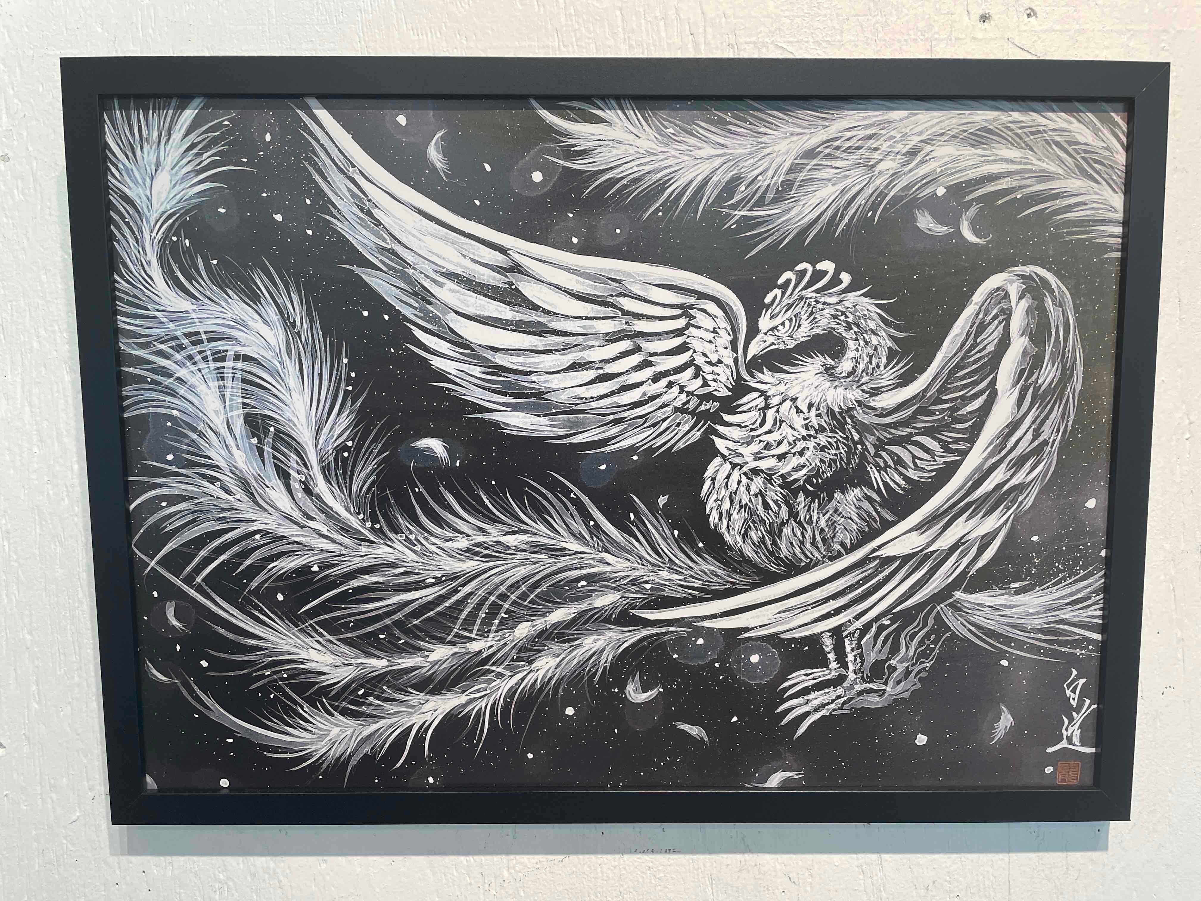 NEW!現代水墨画家 絵師白道 「大宇宙朱雀」13 （複製画） 鳥 朱雀 鳳凰
