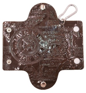 エンボス(ラベル柄) クリアケース 小物 透明 持ち運び (ダークブラウン) カラビナ付 ポーチ 工房 手作り 日本製 エコパッケージ MX-0023-196