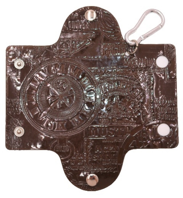 エンボス(ラベル柄) クリアケース 小物 透明 持ち運び (ダークブラウン) カラビナ付 ポーチ 工房 手作り 日本製 エコパッケージ MX-0023-196