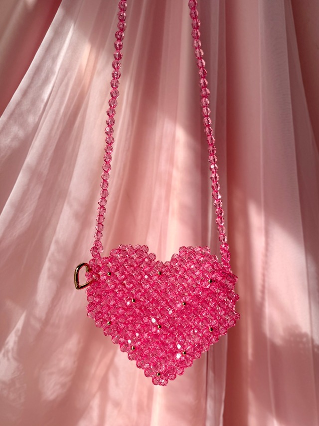 RO-1318-B ハートのビーズバッグ《Sサイズ・ショルダータイプ・カラビナ付き》 #932