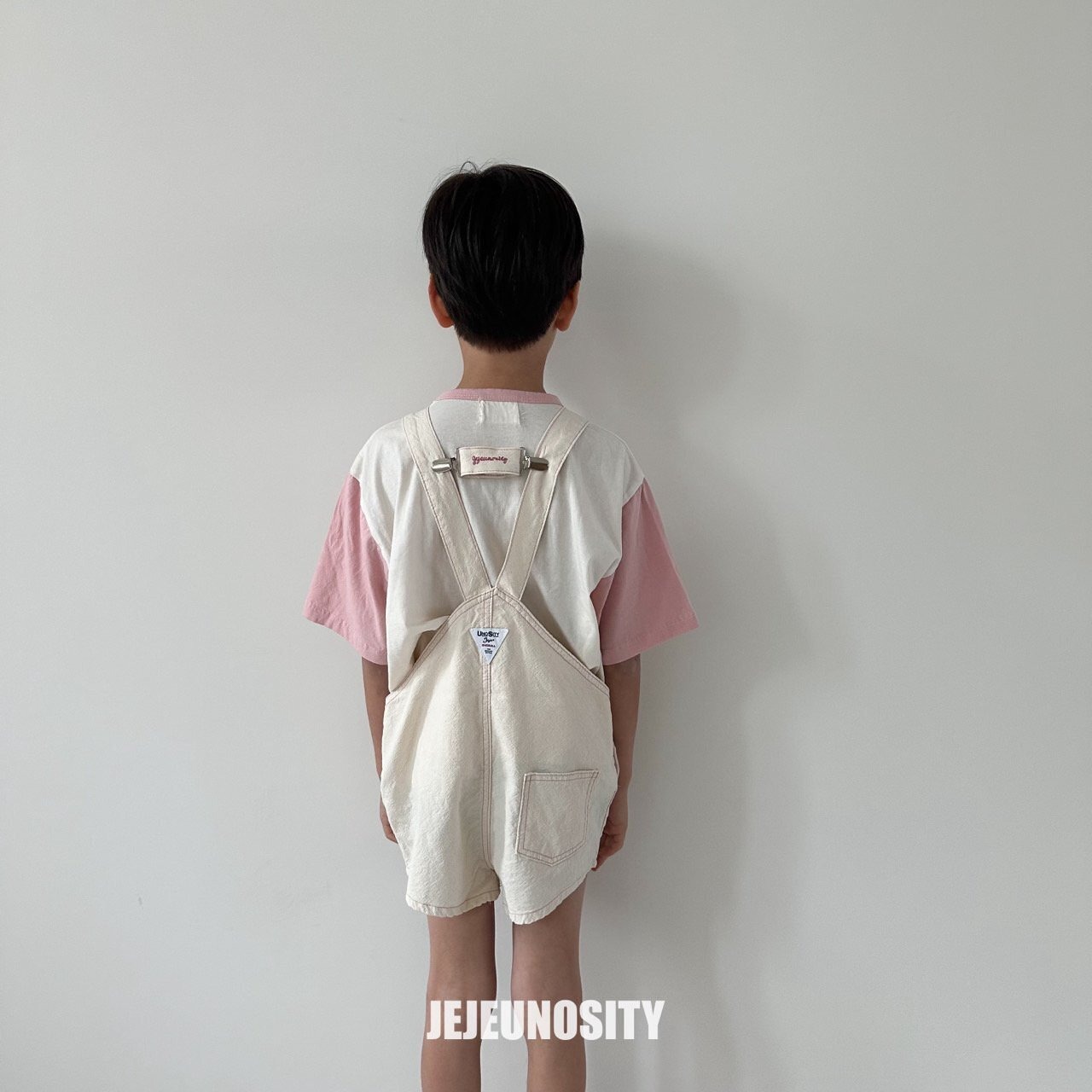 【jejeunosity】サマーバージョン！コットンベリーショートオーバーオール サロペット クリーム 90〜120cm 240703 - 4