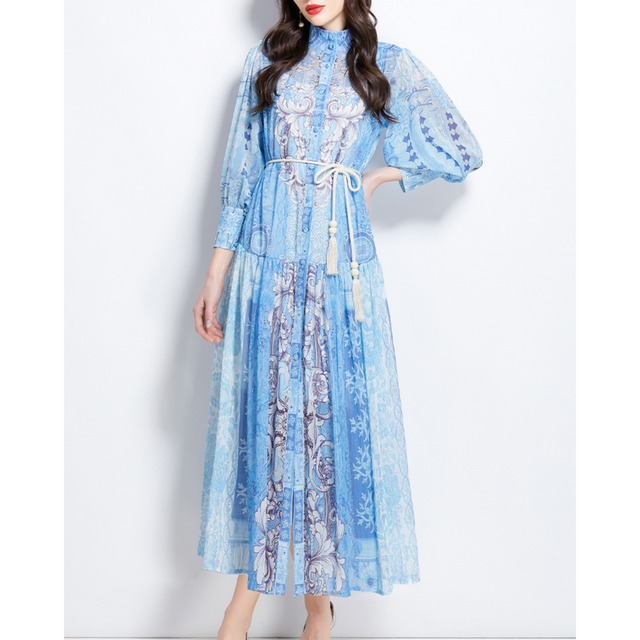 プリーツフラワーエレガンスワンピース L1702