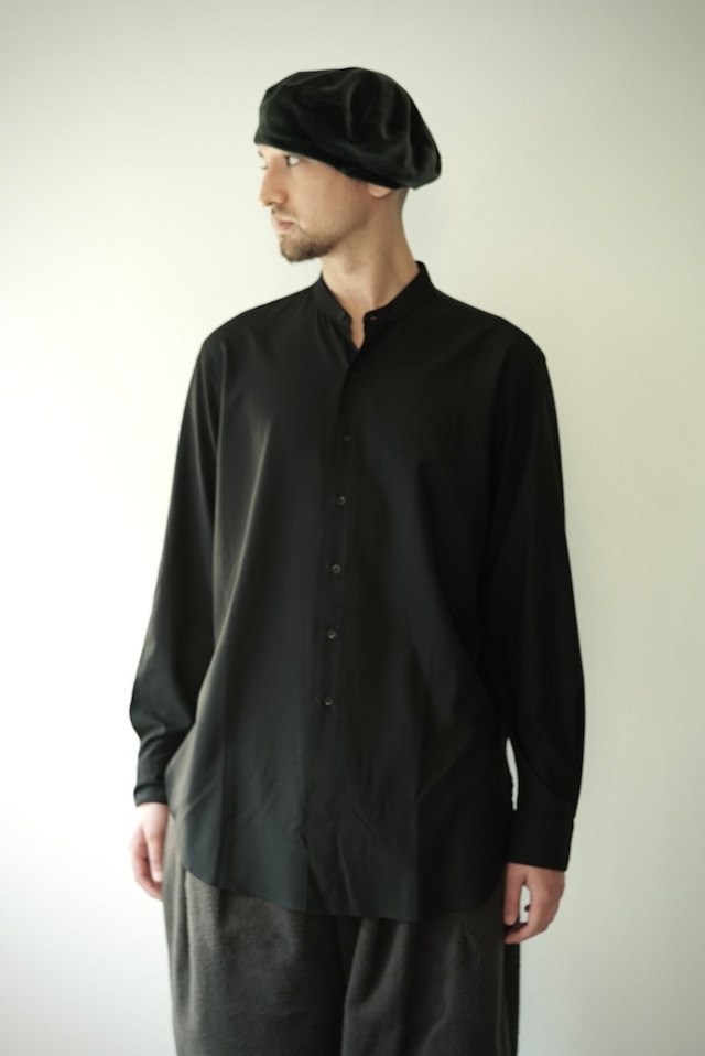 Super160s Washable Wool / Granpa Shirts (BLACK)