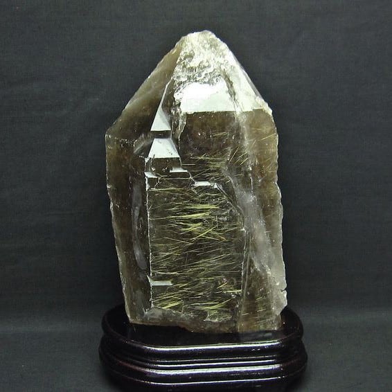3Kg スモーキークォーツ 煙水晶 原石 ルチルクォーツ入り 台座付属  191-116