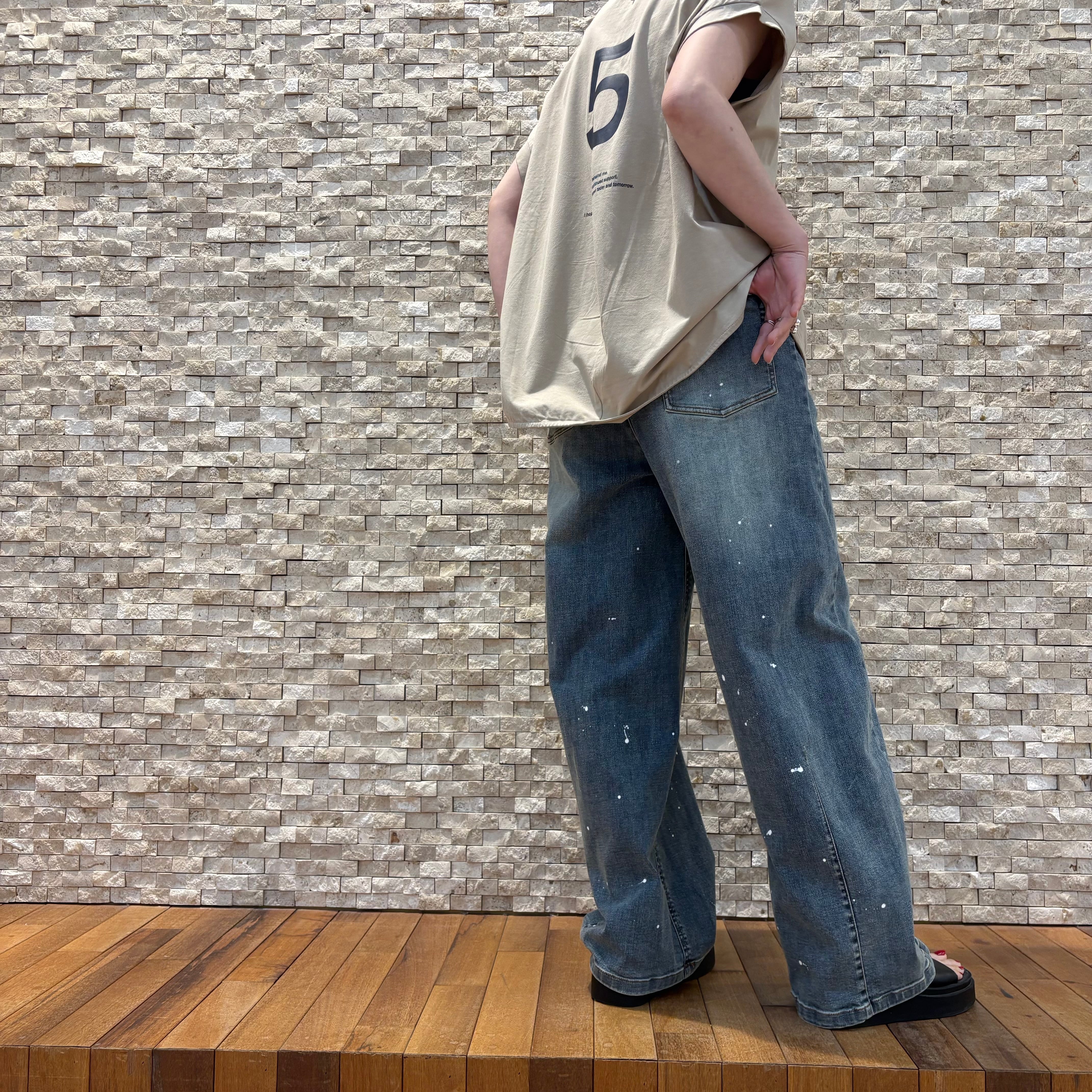 ayane】ペイント加工バレルレッグデニムパンツ（826543） | FORME Base
