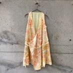yellow patterned silk patchwork dress