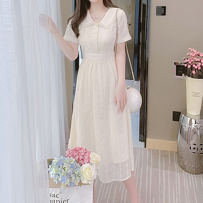 ストライプフラワー刺繍ワンピース Sucrier シュクリエ お砂糖みたいに甘くてかわいい 量産型プチプラガーリー服 通販