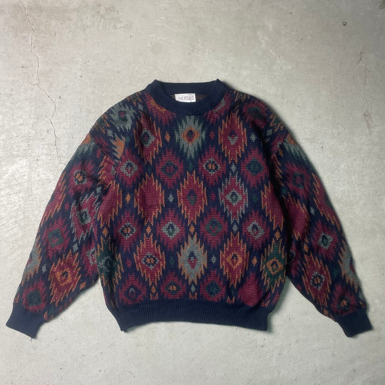 超高品質販売中 アクリル ニットポロシャツ 総柄 マルチカラー(メンズ 