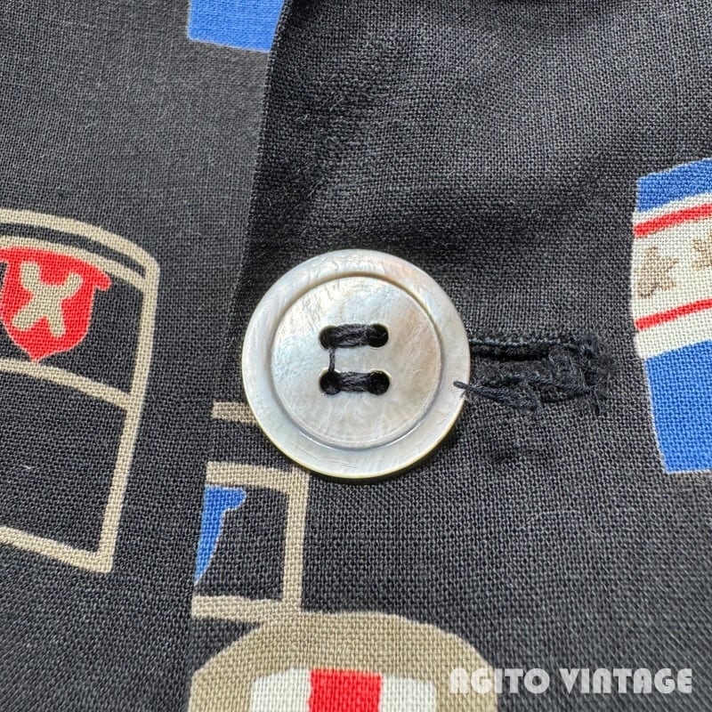 50's Jantzen ジャンセン コットンオープンカラーシャツ 開襟 ブラック