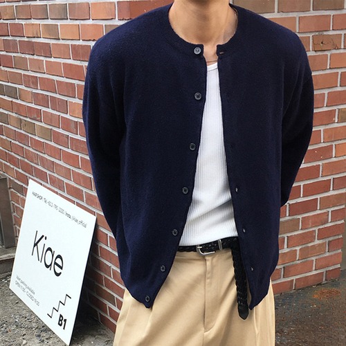 ボタンフロント クルーネックカーディガン  10195