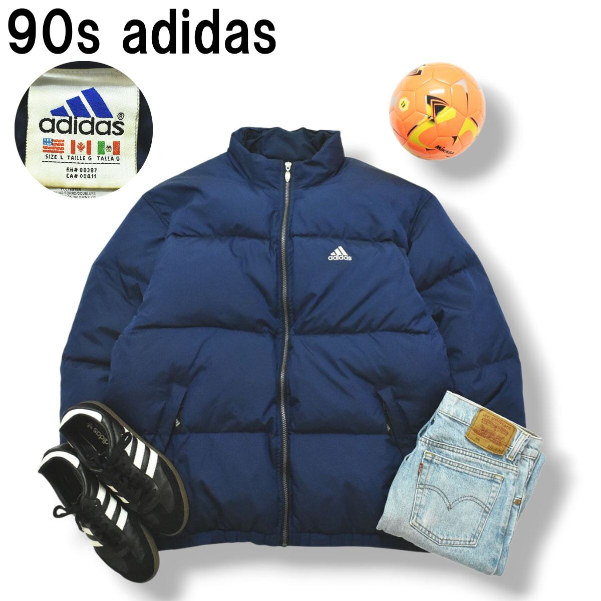 90s ヴィンテージ 山タグ アディダス adidas ダウン ジャケット