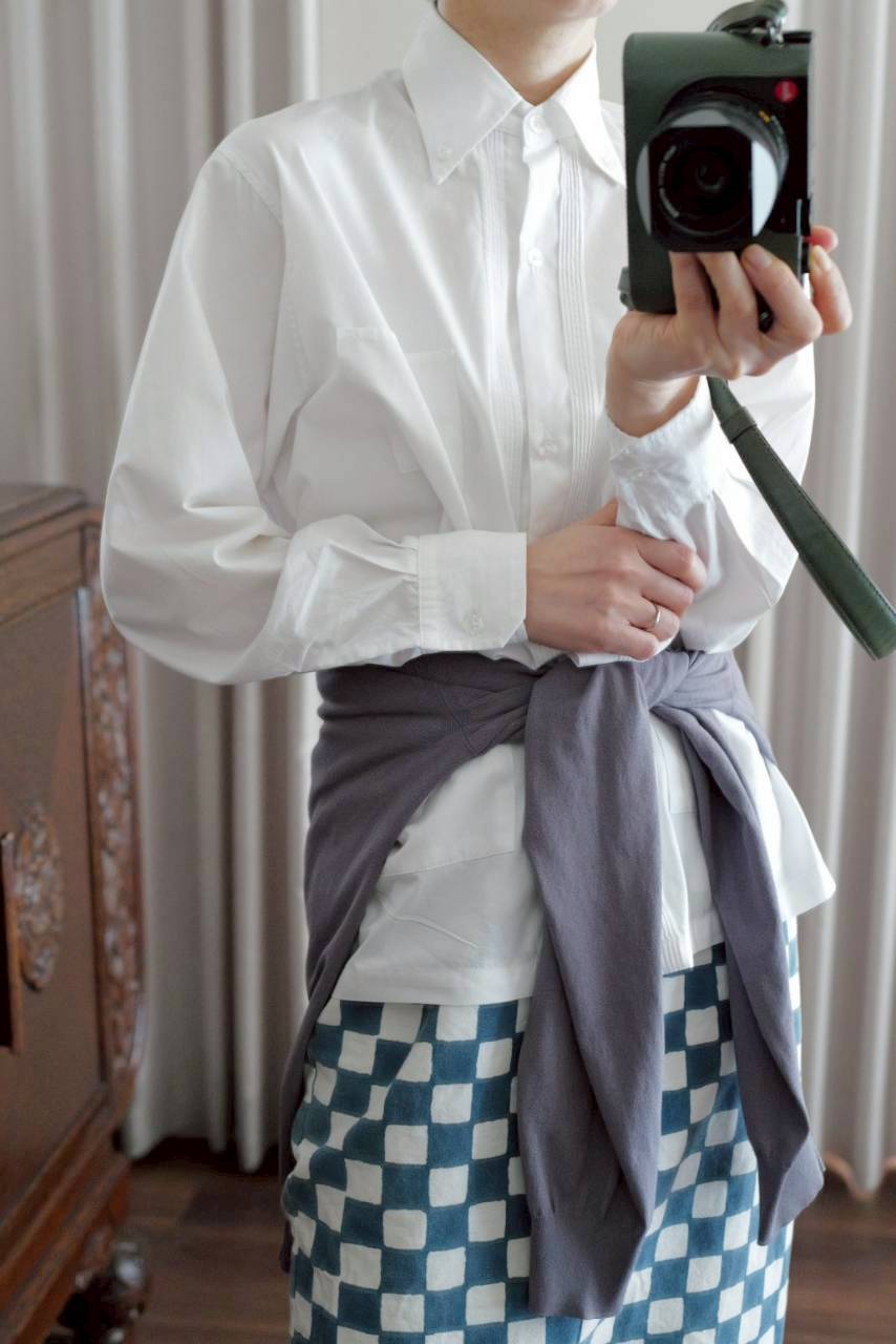 pintuck pocket shirt white