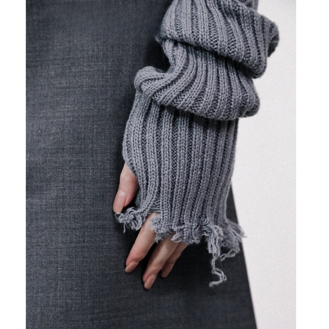 Rib knit fingerless gloves【5color】 C1311
