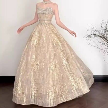 ビジュー装飾ベアトップドレス D1510 | 演奏会・ステージ・パーティー