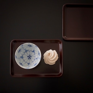 【50257】輪島塗 チョコレート色木皿(1枚)　/ Wajima Nuri Wooden Tray Rectangle /