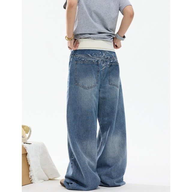 floral-embroidered denim　フラワーエンブロイダリーデニム　J2053