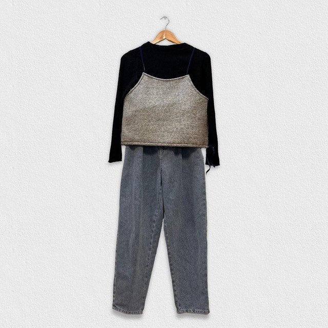 【レイヤードスタイル】大人可愛い トップス キャミソールベスト ビスチェ｜グレー｜画像8