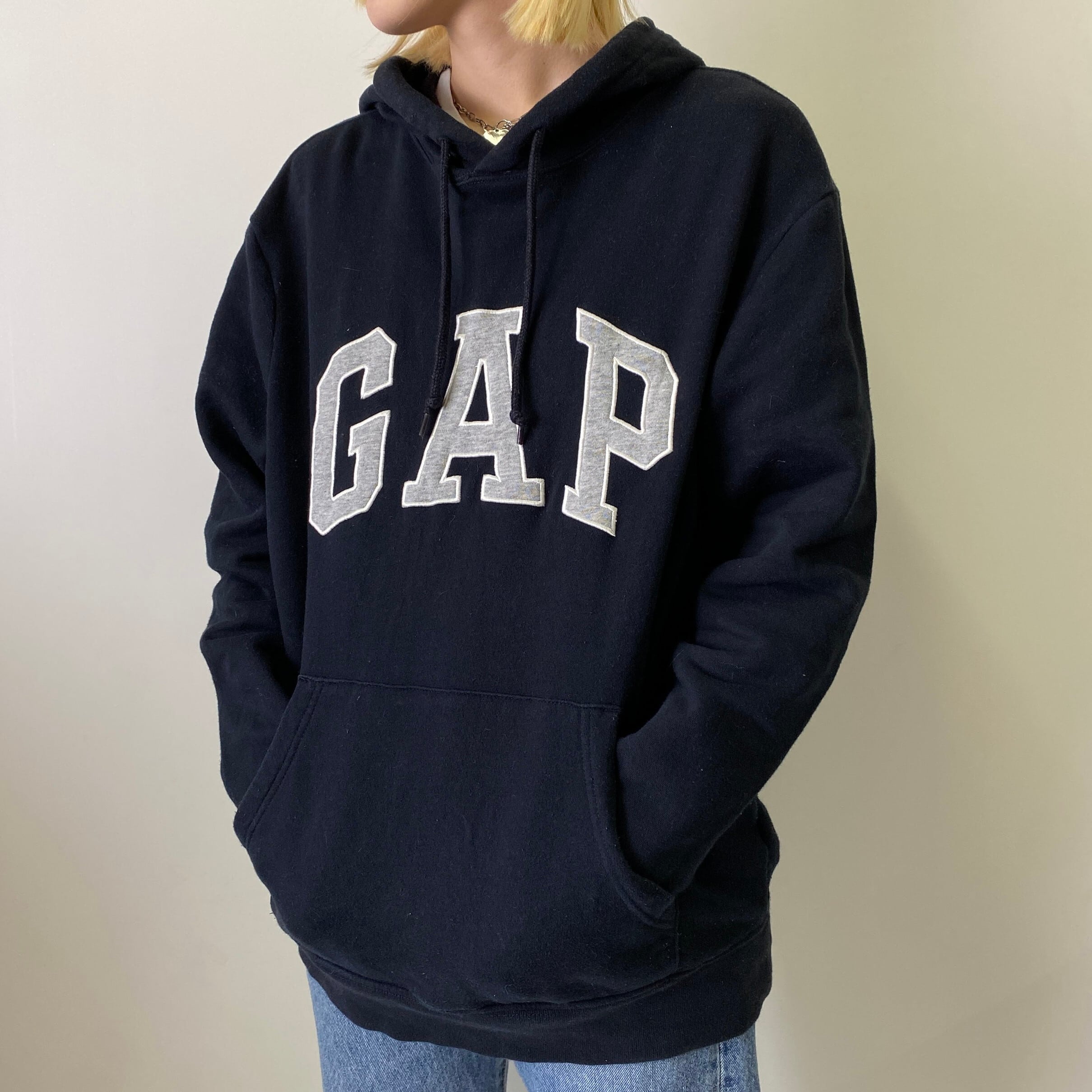 GAP ギャップ プルオーバー パーカー ビックロゴ ネイビー Sサイズ