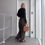 crew neck tulle sheer short tops/brown