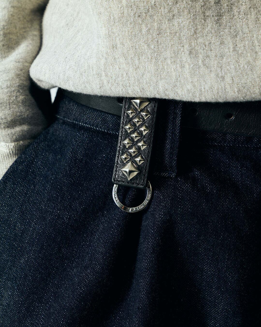 CALEE / STUDS LEATHER SNAP KEY RING | WHISKER