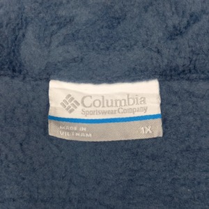 コロンビア　ジップアップ　フリース　ジャケット　ブルゾン　刺繍ロゴ　ブルー　XL