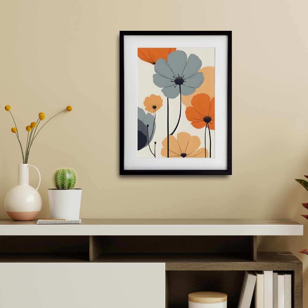 Poppy Harmony｜柔らかな色彩が咲くポピーアートポスター｜北欧ナチュラルな空間に癒しと上品な彩りを添えるインテリアアートA4ポスター