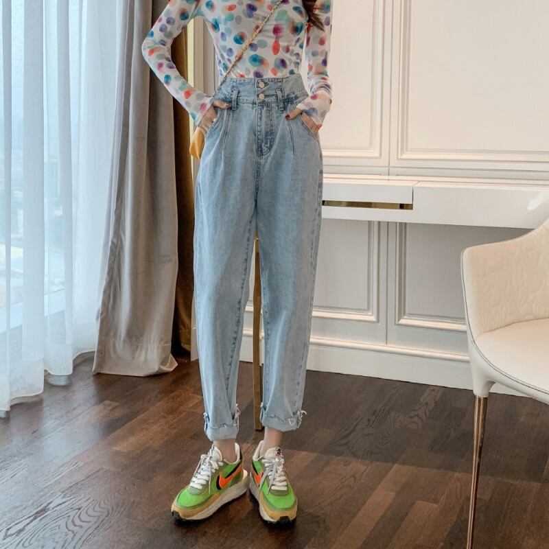 2020年初春の新バージョンのヒョナスタイルのハイウエストジーンズレディースワイルドルーズで薄いハーランパパパンツトレンド 1号婦人25135076660