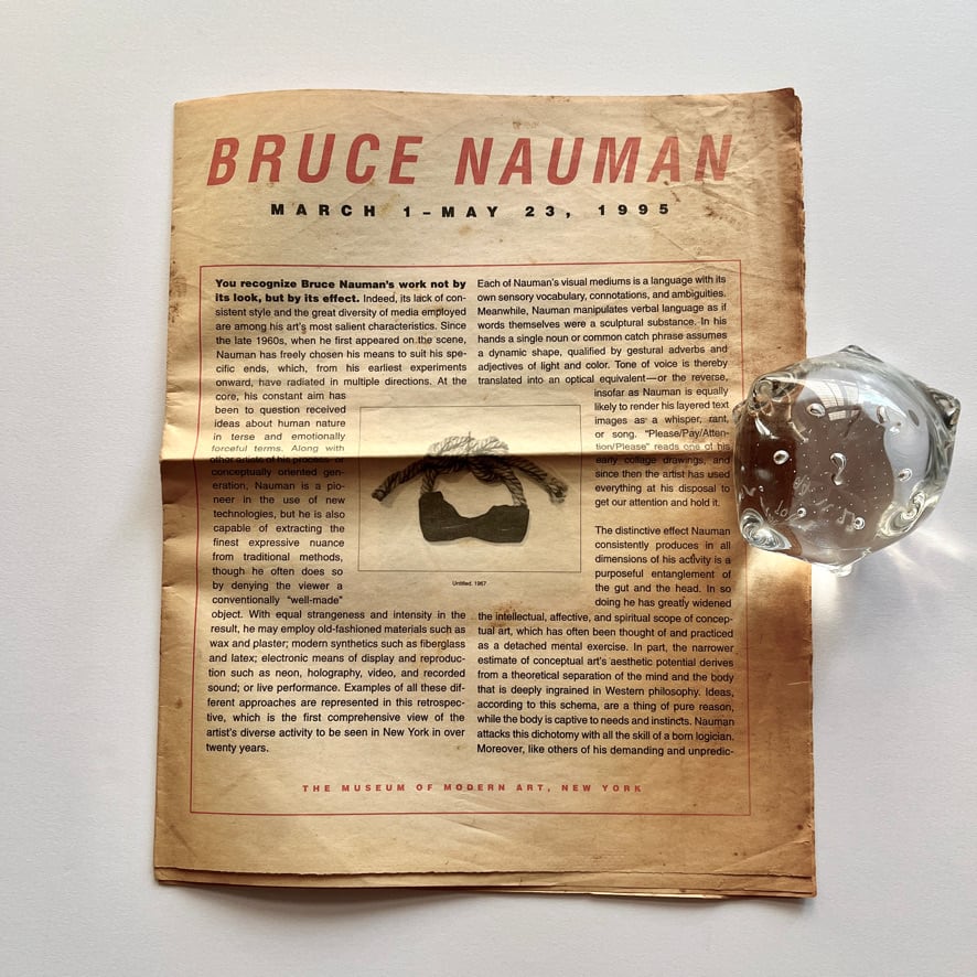 【絶版出版物・エフェメラ】ブルース・ナウマン　Bruce Nauman : March 1-May 23, 1995  MoMA　[K3100197]